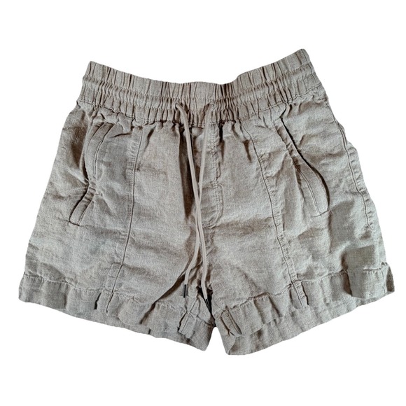 Athleta Pants - Athleta Retreat Linen Mid Rise 3" Short Undyed Size XS Beige Zip Pockets